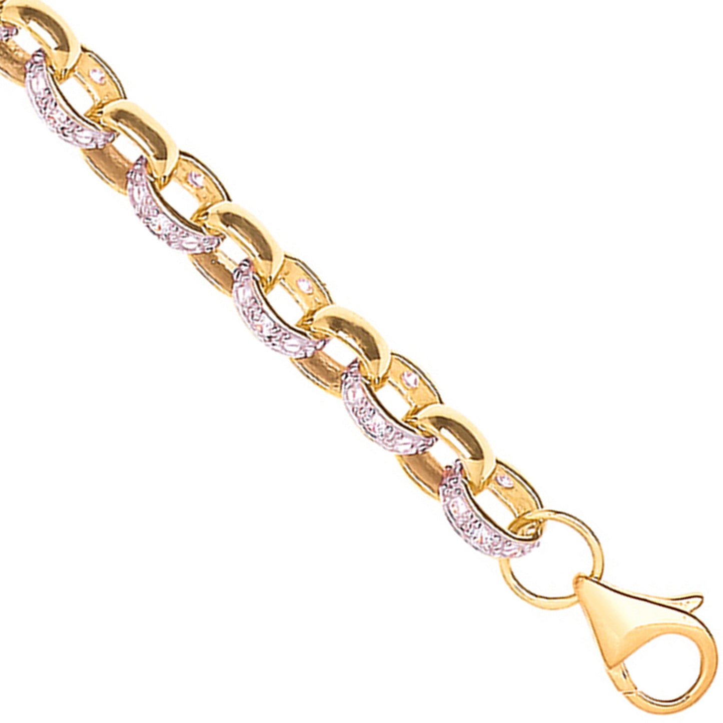 Yellow Gold 7.3mm Plain & Cubic Zirconia Belcher Chain - 9ct Gold