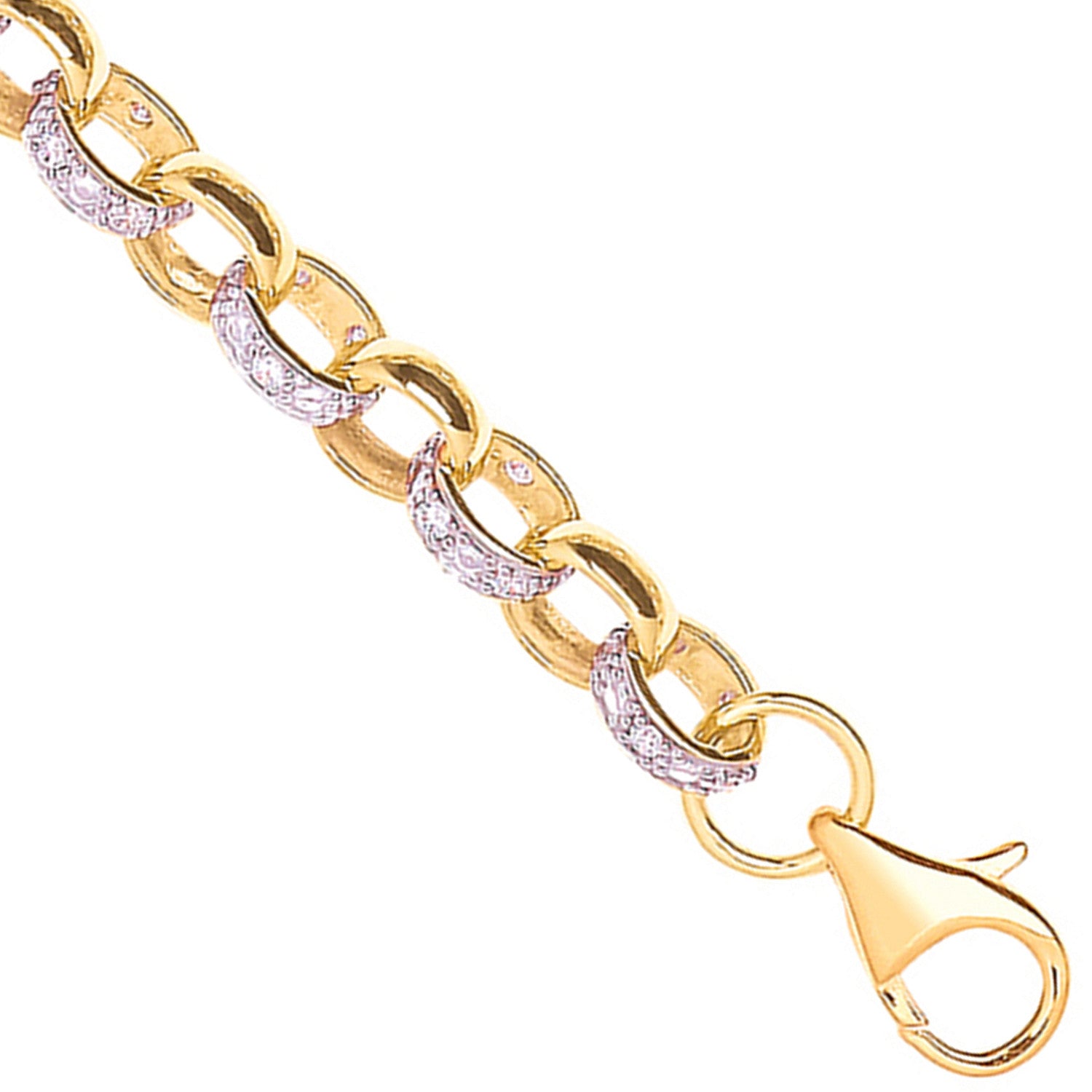 Yellow Gold 8.0mm Plain & Cubic Zirconia Belcher 8.3mm Chain