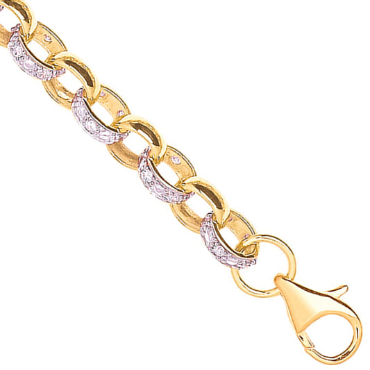 Yellow Gold 8.0mm Plain & Cubic Zirconia Belcher 8.3mm Chain