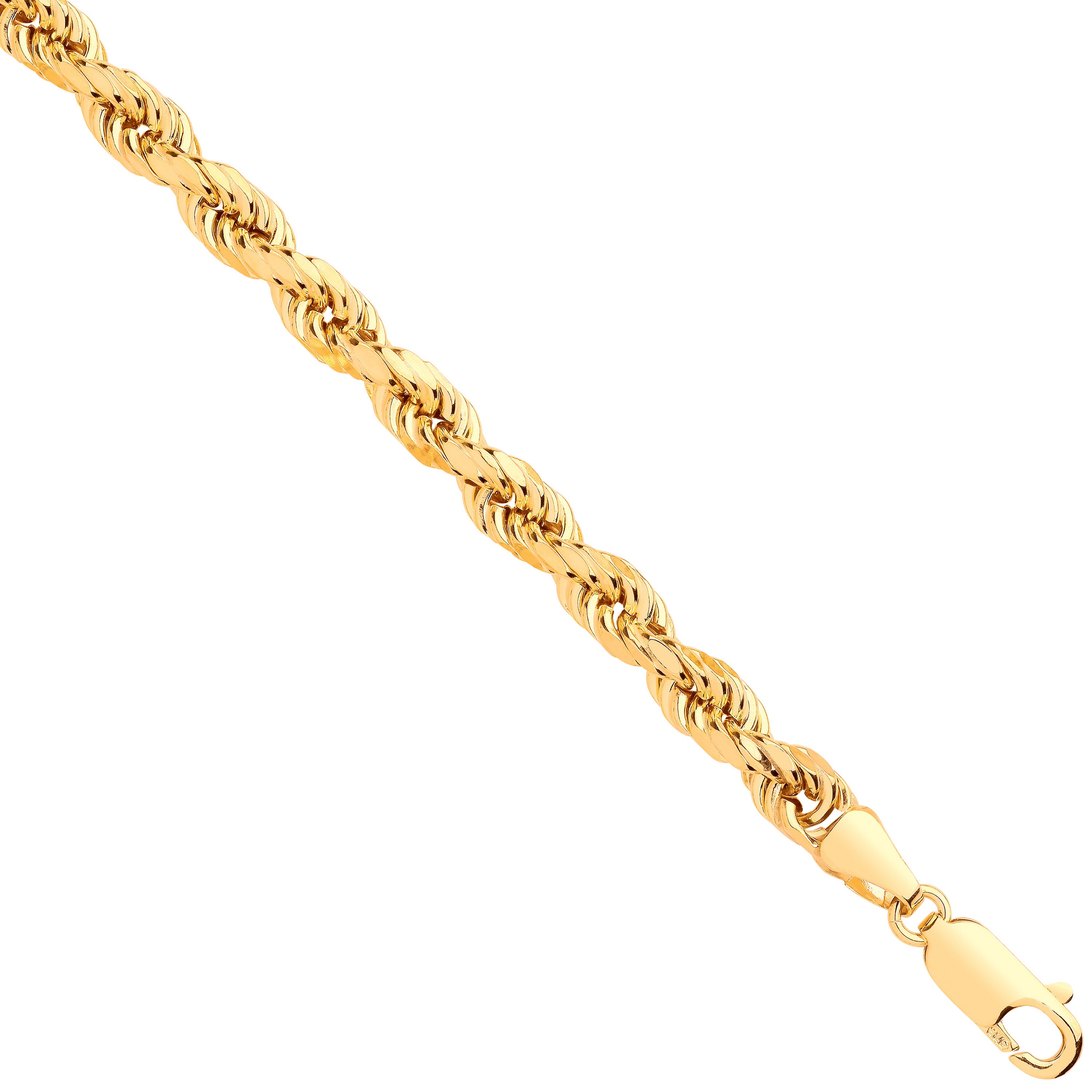 Yellow Gold 4.5mm Semi Solid D/C Rope Chain