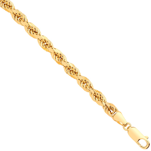 Yellow Gold 4.5mm Semi Solid D/C Rope Chain
