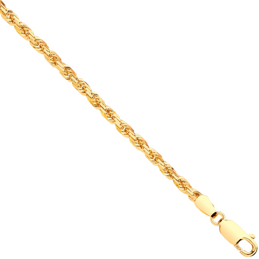 Yellow Gold D/C 3.0mm Solid Rope Chain