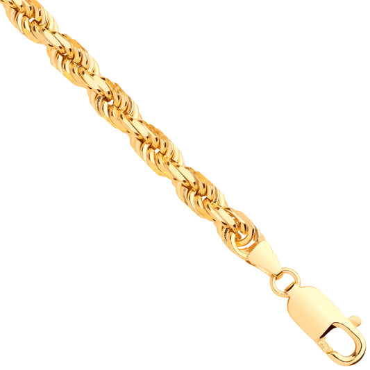 Yellow Gold D/C 5.2mm Solid Rope Chain