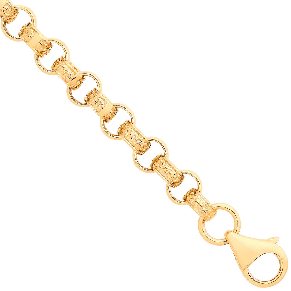 Yellow Gold Plain & Engraved Round 6.6mm Belcher Chain – product view