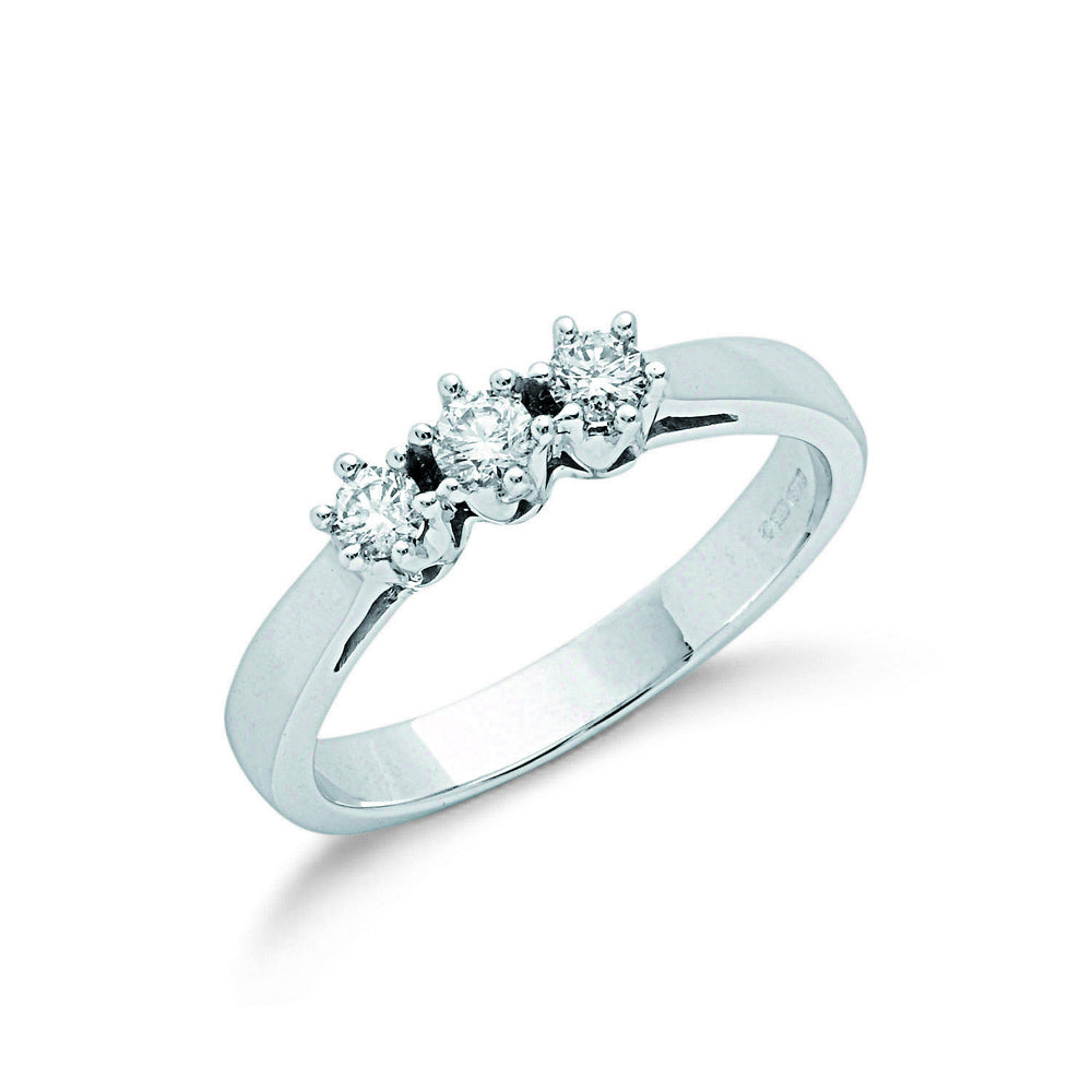 9ct White Gold 0.30ct Diamond Trilogy Ring – product view
