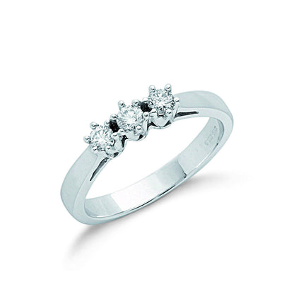 9ct White Gold 0.30ct Diamond Trilogy Ring – product view