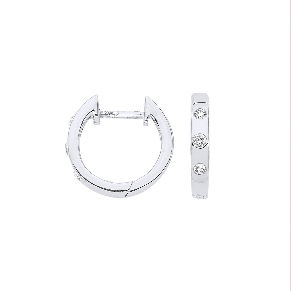 9ct White Gold 0.08ct Rubover Huggies