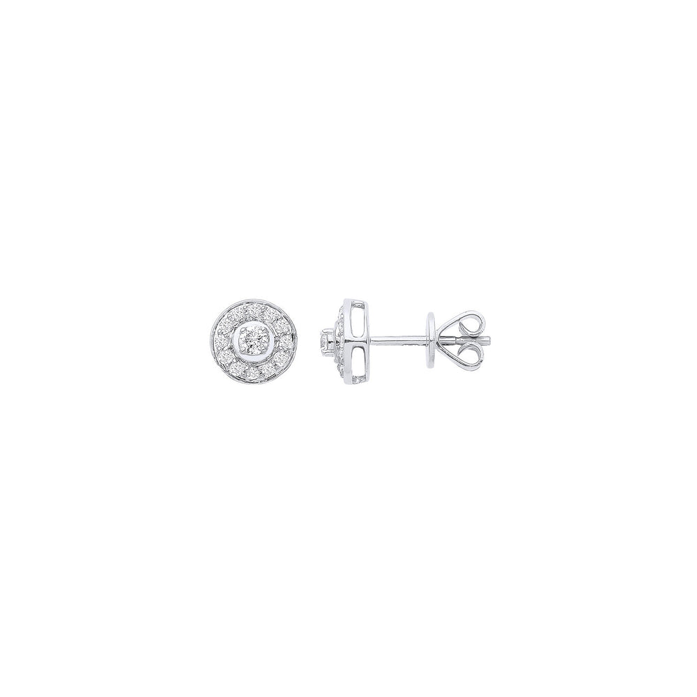 18ct White Gold Halo 0.24ctw Diamond Studs – product view