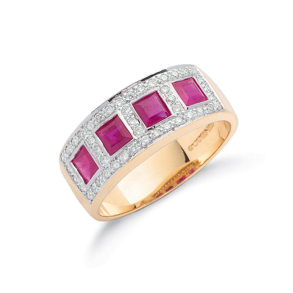 9ct Yellow Gold 0.22ctw Diamond & 0.65ctw Ruby Eternity Ring – product view