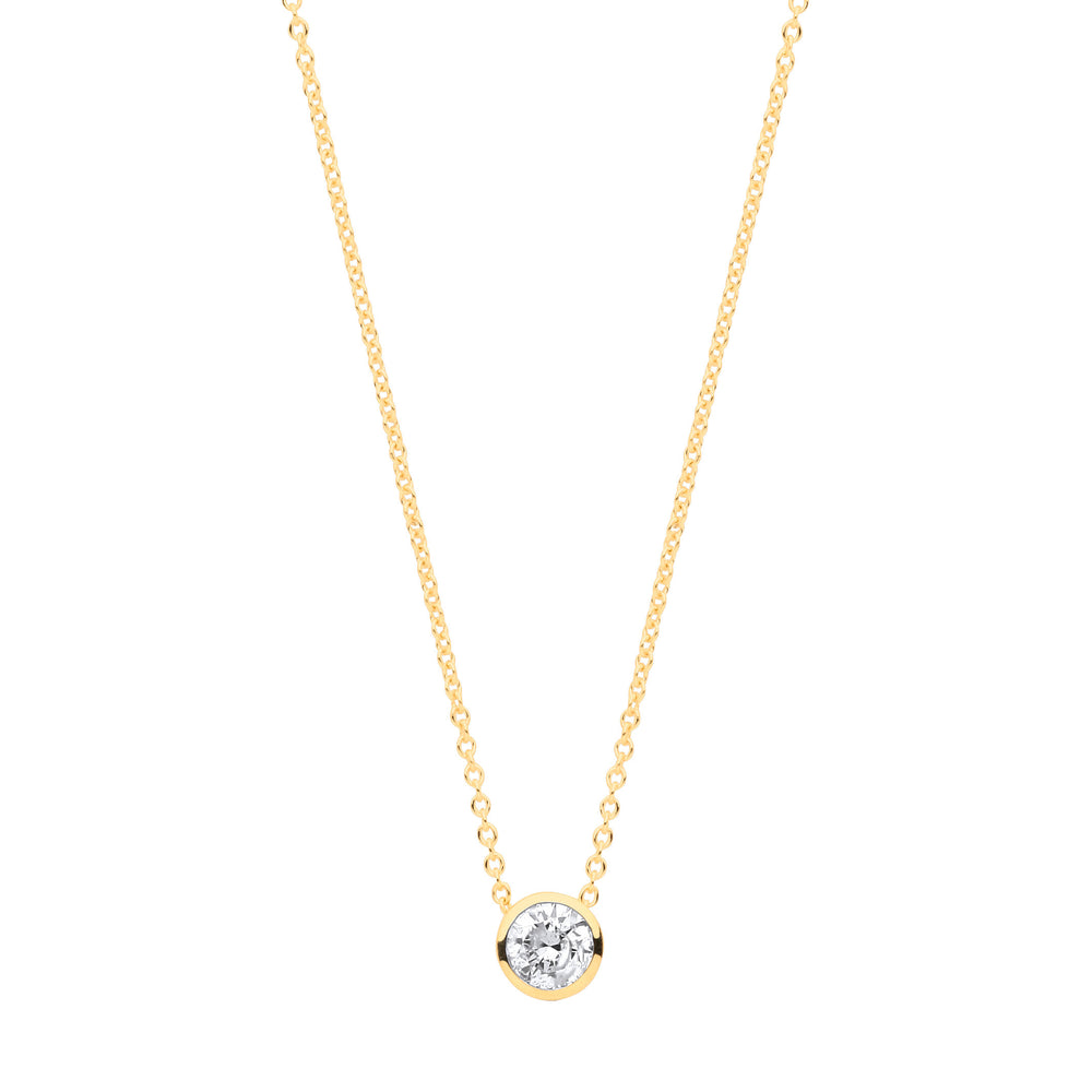 18ct Yellow gold 0.25ctw G-SI Rubover Diamond Pendant (18in/45cm) Chain