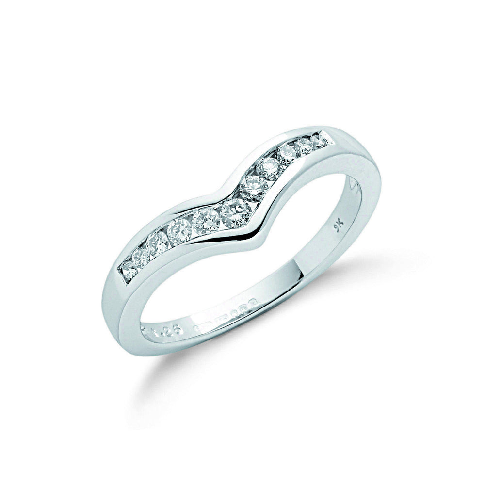 9ct White Gold 0.25ct Diamond Wishbone Ring – product view