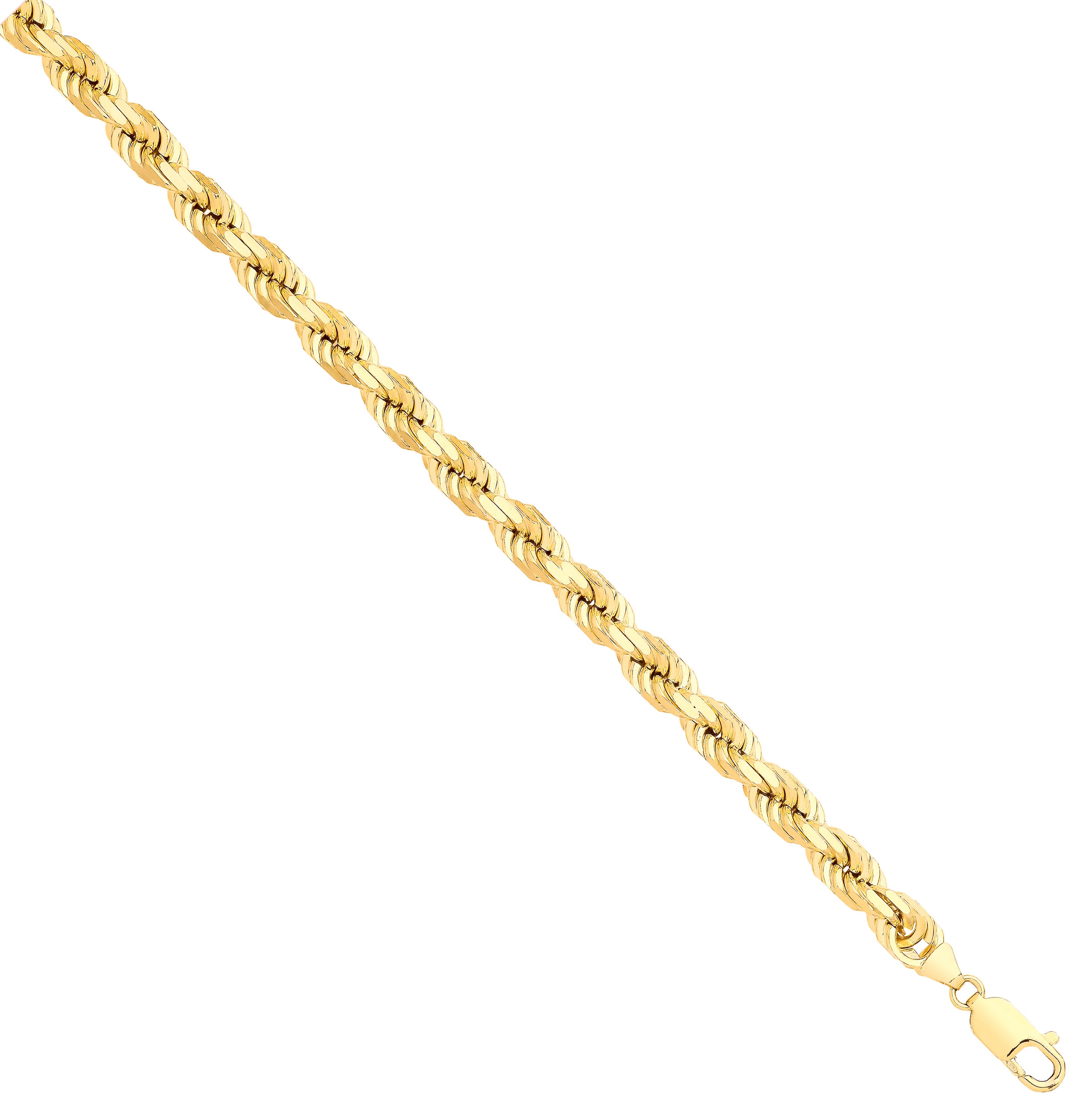 Yellow Gold Solid D/C 7.5mm Rope Chain