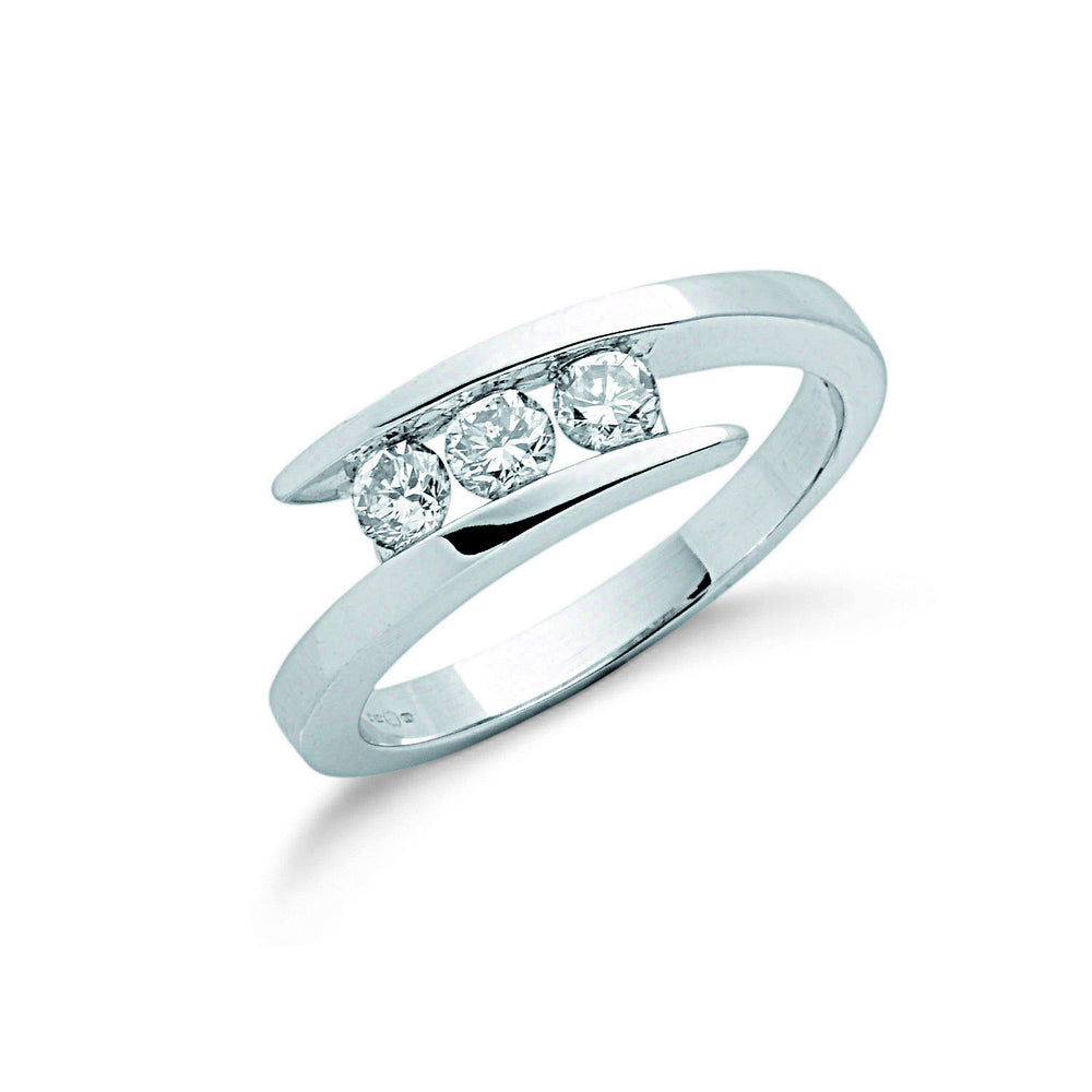 9ct White Gold 0.50ct Diamond Trilogy Ring