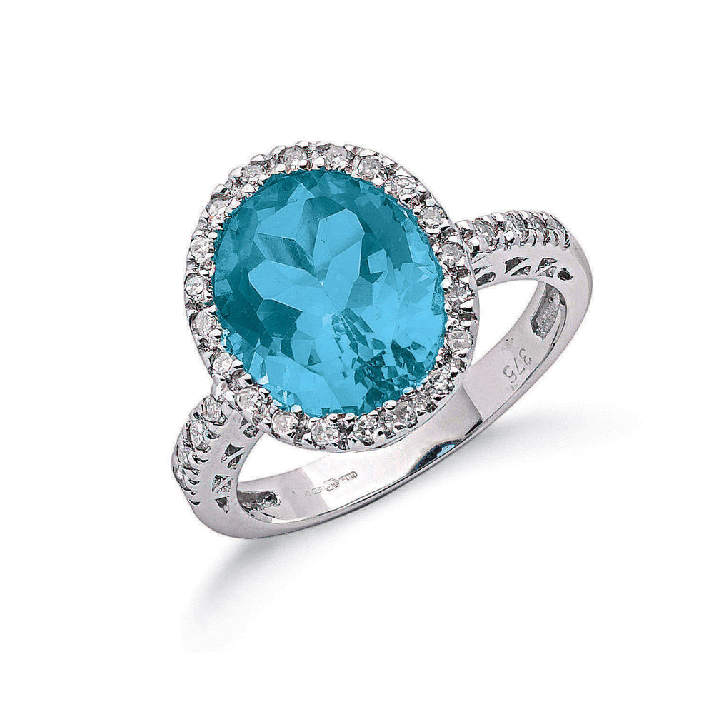 9ct White Gold 0.24ct Diamond & 5.18ct Blue Topaz Ring – product view
