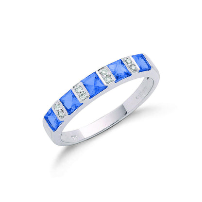 9ct White Gold 0.03ct Diamond & 0.90ct Tanzanite Eternity Ring – product view