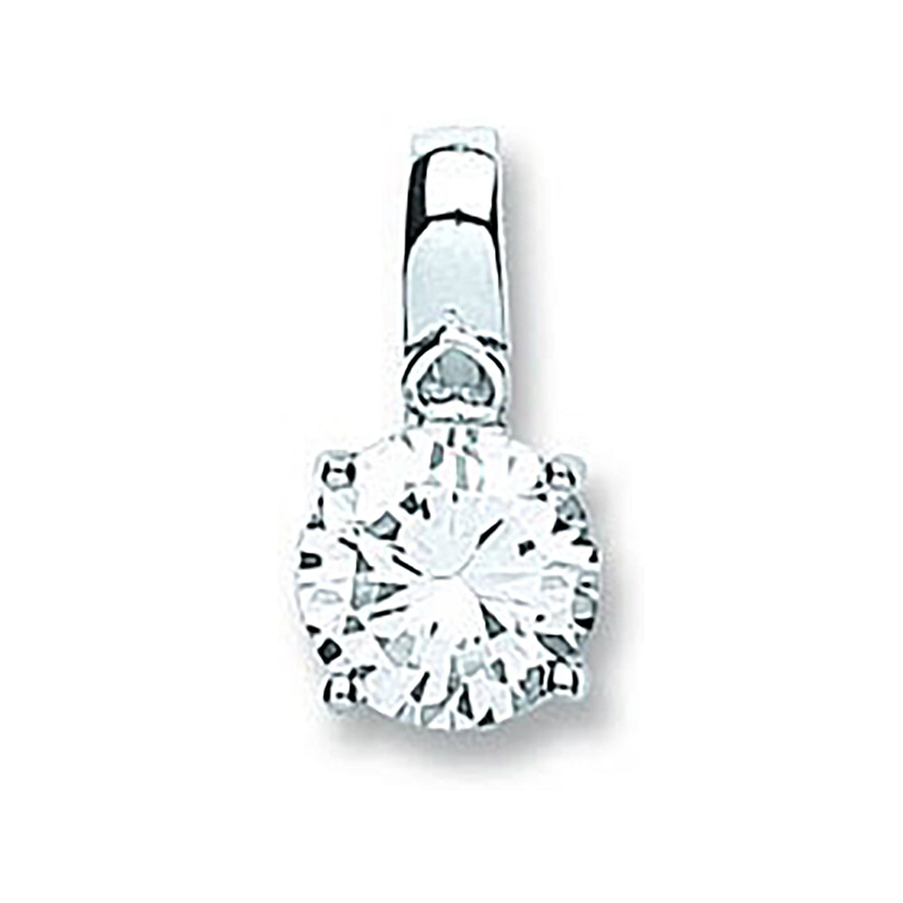 Silver Claw Set Cubic Zirconia Single Stone Pendant – product view