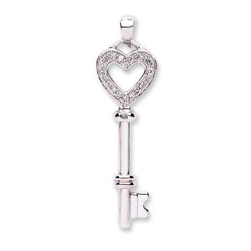 9ct White Gold 0.08ct Diamond Key – product view