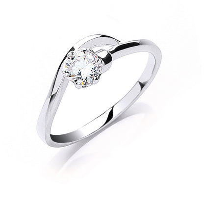Silver Claw Set Cubic Zirconia Solitaire Ring