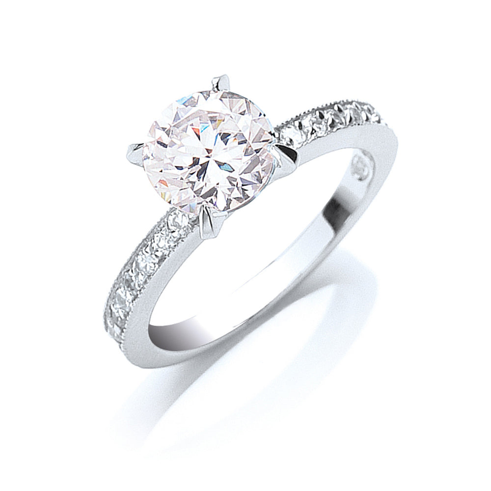 Silver Claw Set Cubic Zirconia Solitaire Ring