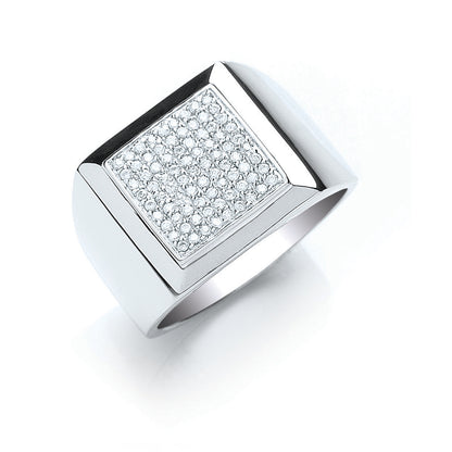 Silver Gents Cubic Zirconia Ring