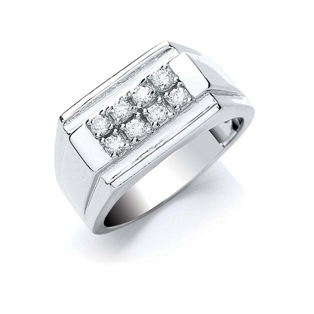 Silver Gents Cubic Zirconia Ring