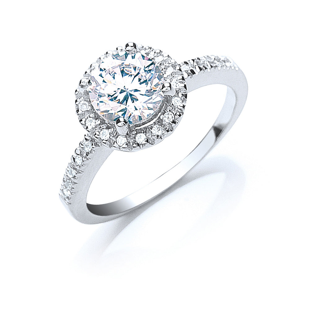 Silver Claw Set Cubic Zirconia Solitaire Ring