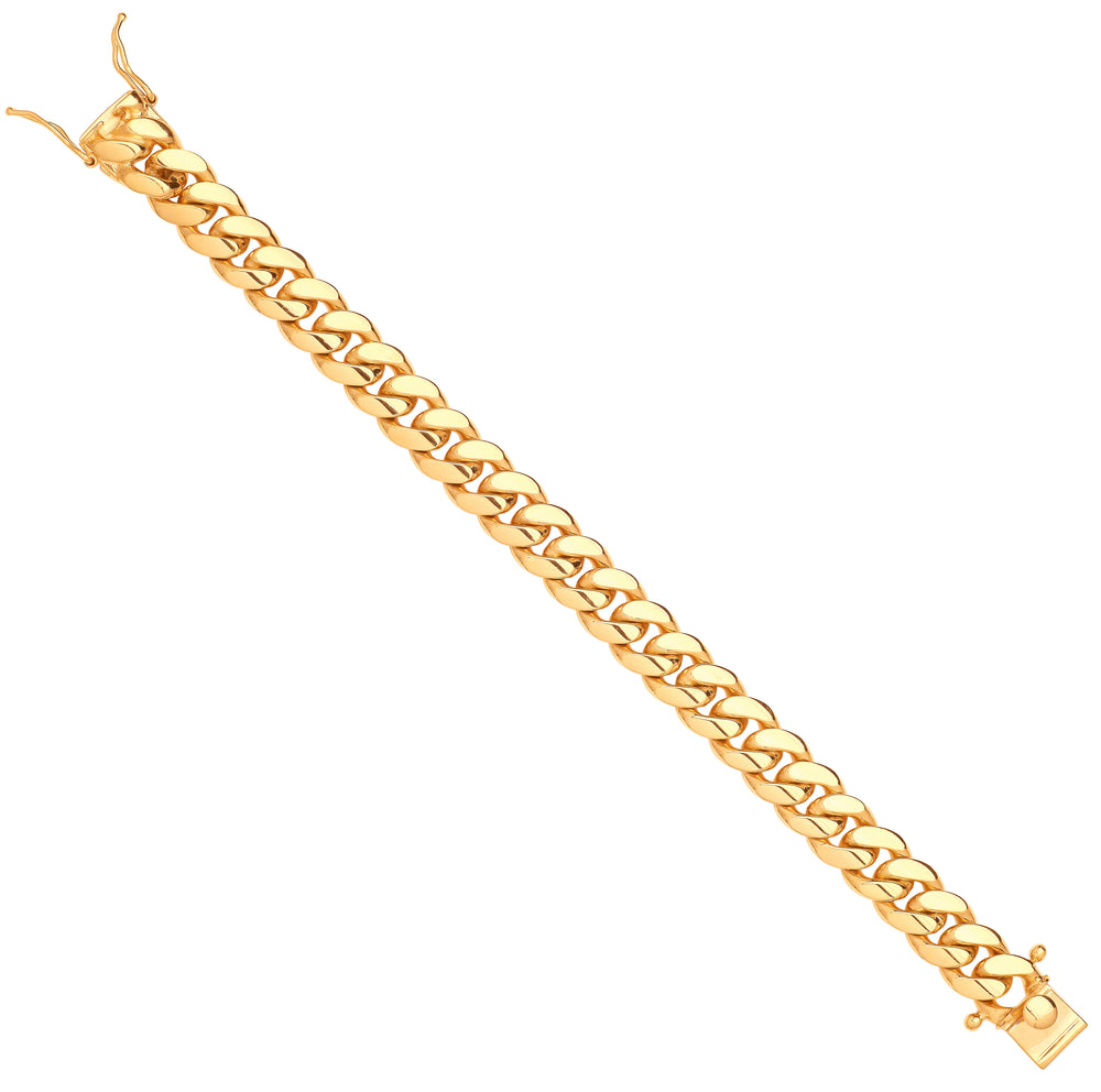 Yellow Gold 12mm Cuban Link Solid Gents Bracelet – product view