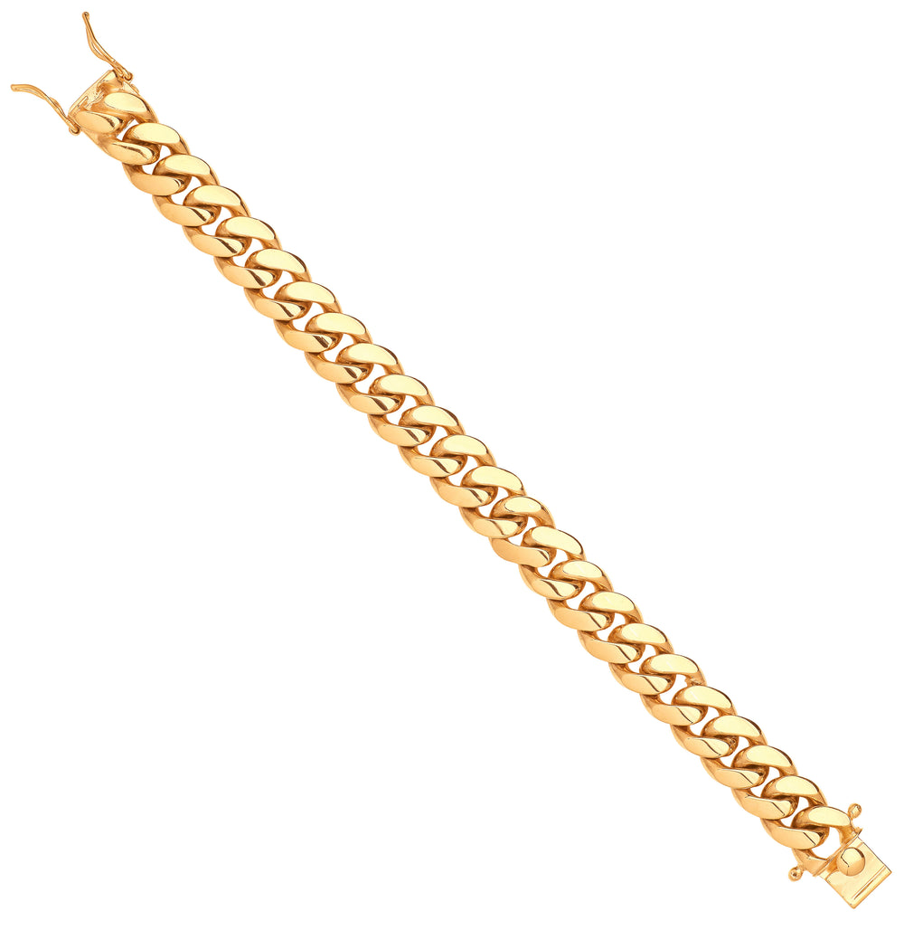 Yellow Gold 14mm Cuban Link Solid Gents Bracelet