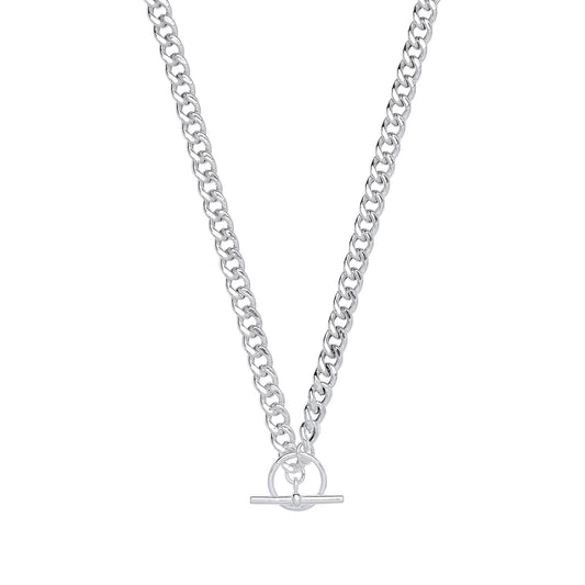 Silver T-Bar Curb Chain Necklace/Bracelet