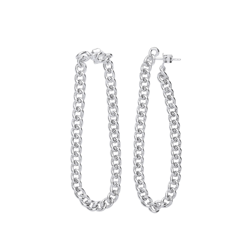 Silver Curb Chain Drop Ear Cuff