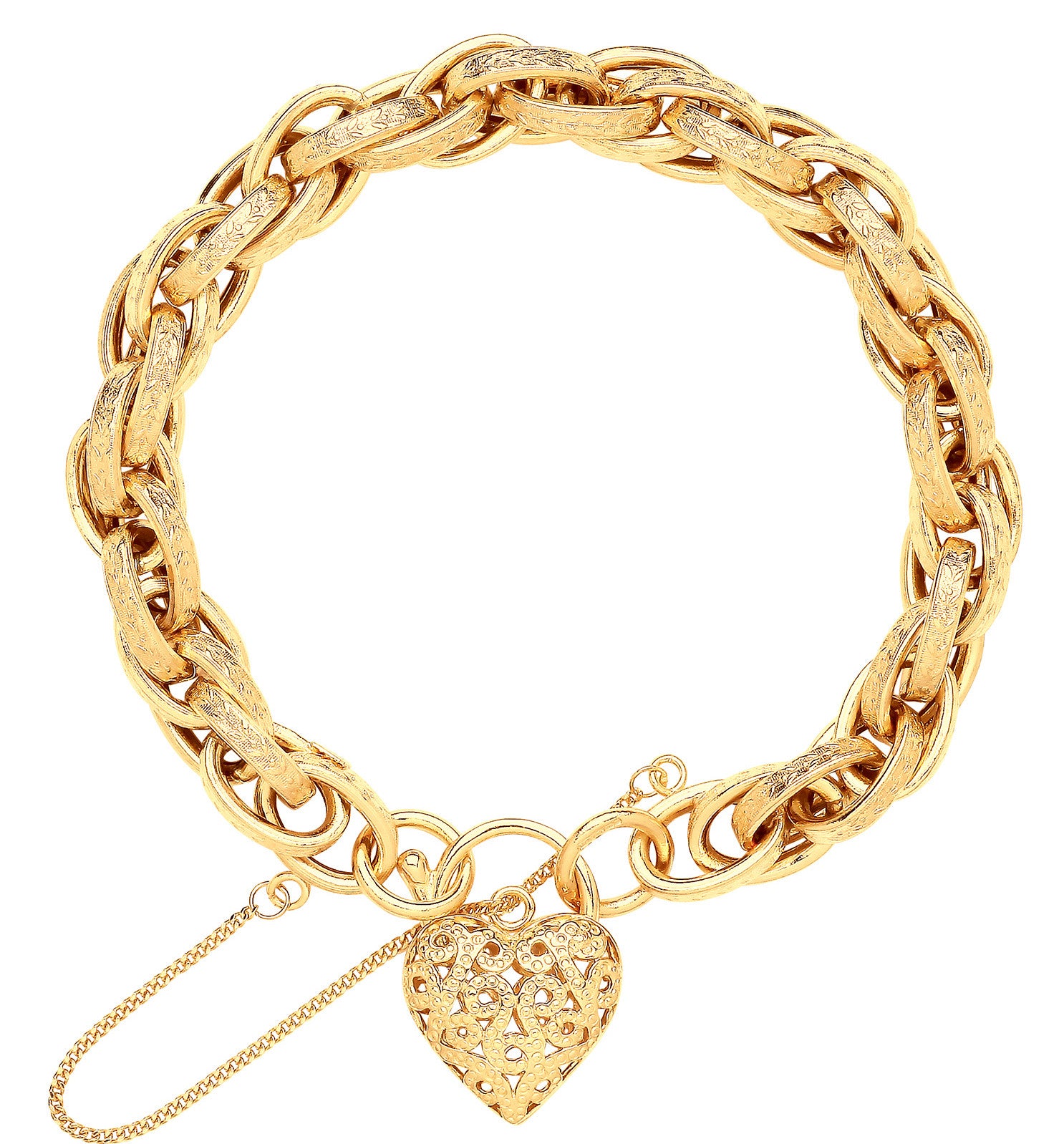 Yellow Gold Prince of Wales Heart Padlock Bracelet