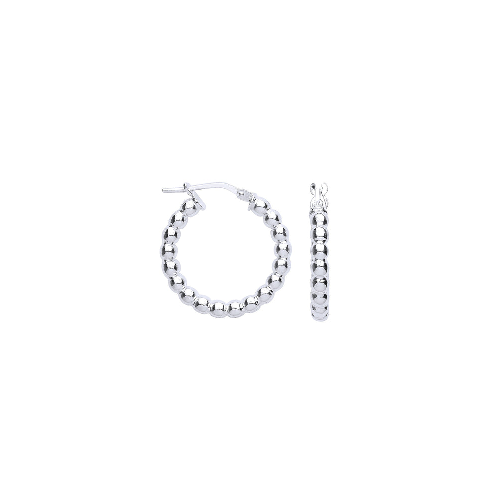 Silver Bead 21mm Hoop Earrings