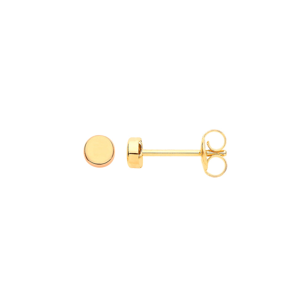 9ct Yellow Gold Plain Round 3.2mm Studs – product view