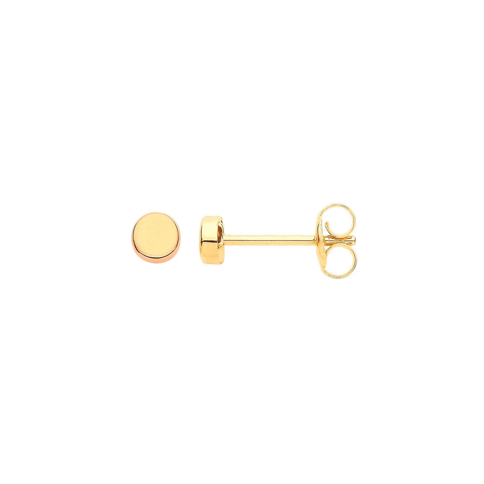 9ct Yellow Gold Plain Round 3.2mm Studs