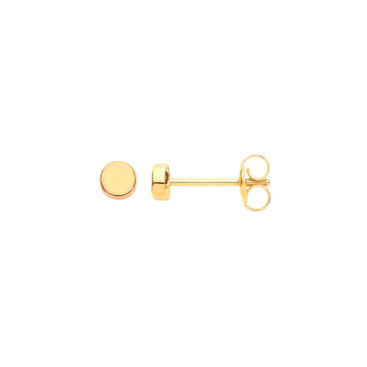 9ct Yellow Gold Plain Round 3.2mm Studs
