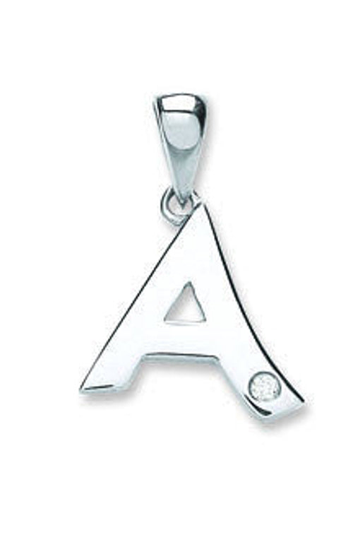 9ct White Gold 0.01ct Diamond A Initial
