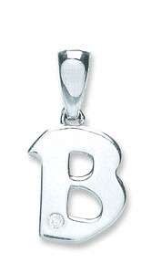9ct White Gold 0.01ct Diamond B Initial