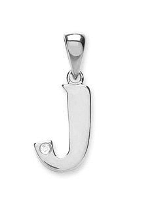 9ct White Gold 0.01ct Diamond J Initial