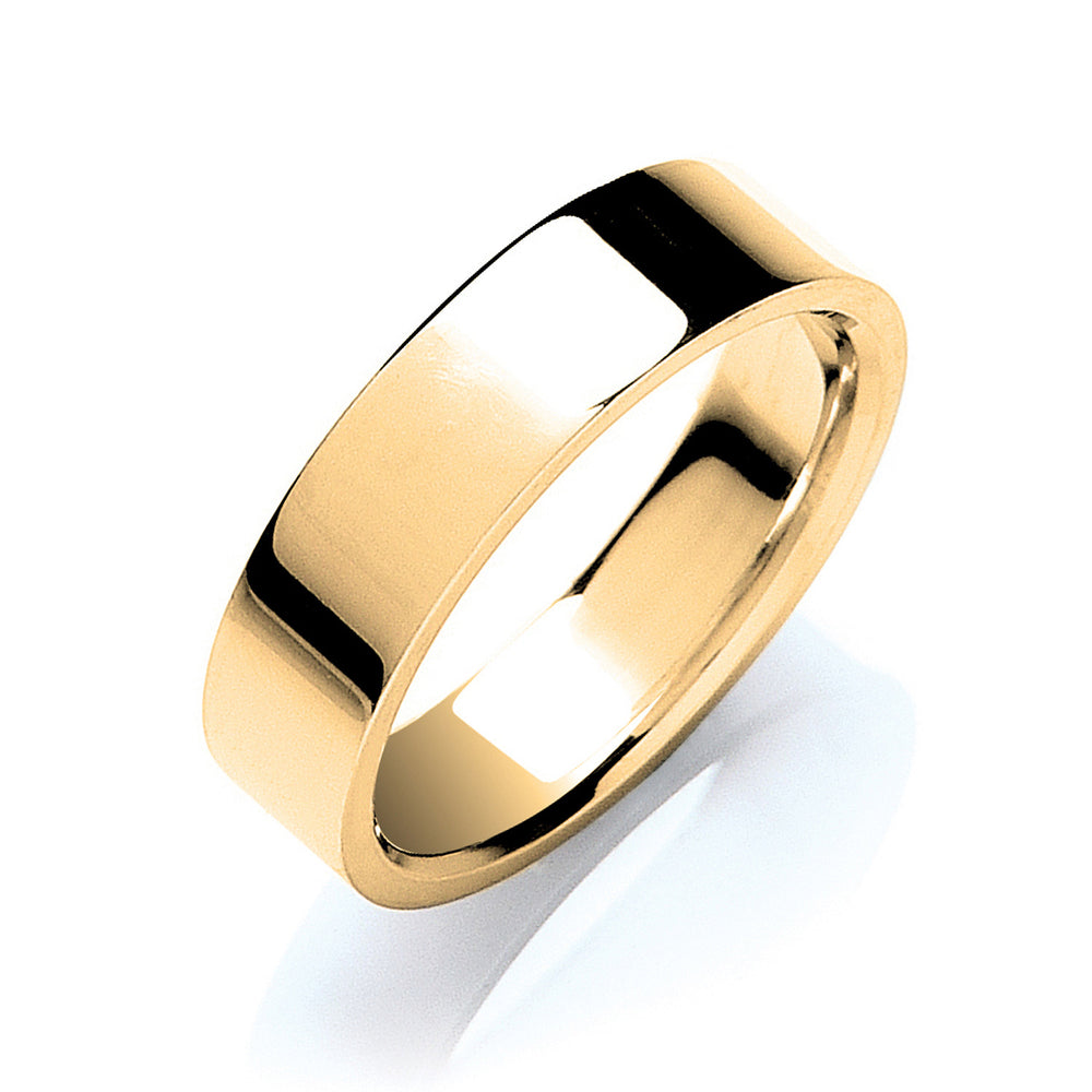 6mm Flat Court Shape Wedding Band