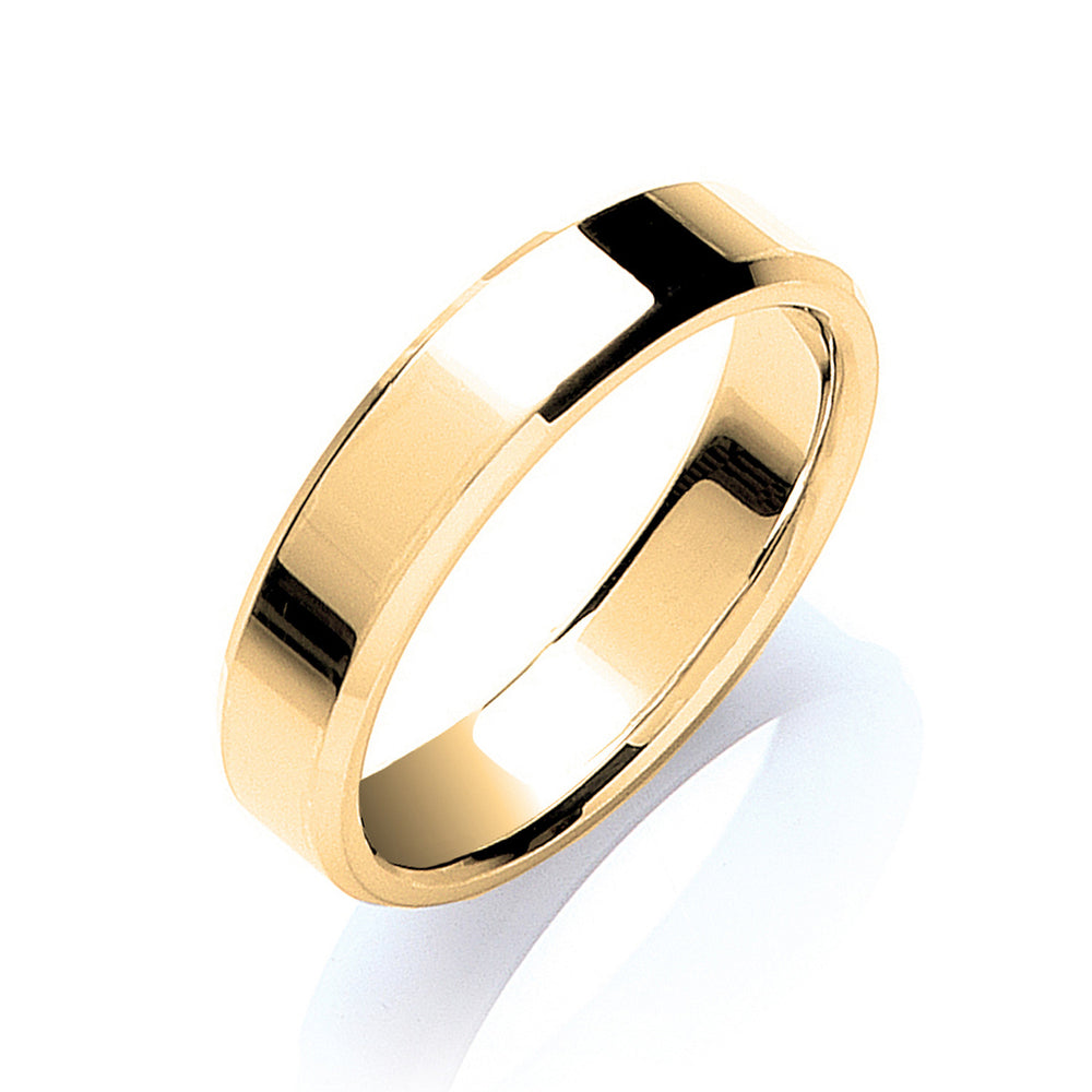 5mm Flat Court Bevelled Edge Wedding Band