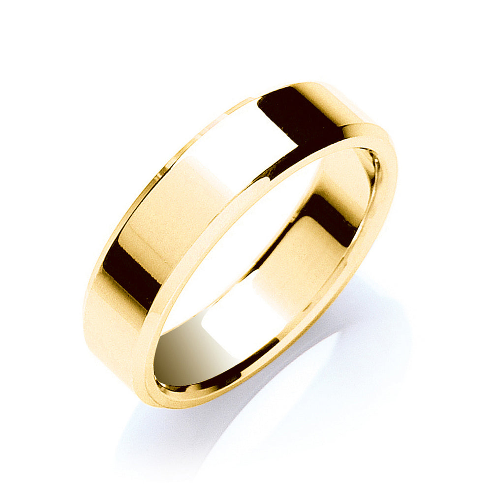 6mm Flat Court Bevelled Edge Wedding Band