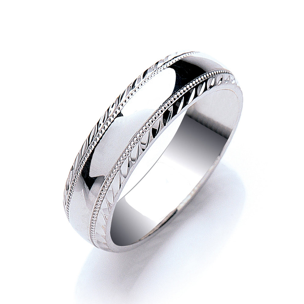 6mm Court Millgrain Edge & D/C Wedding Band