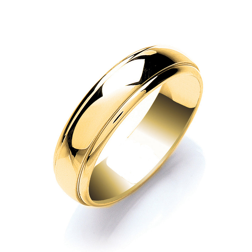 6mm Court Track Edge Wedding Band