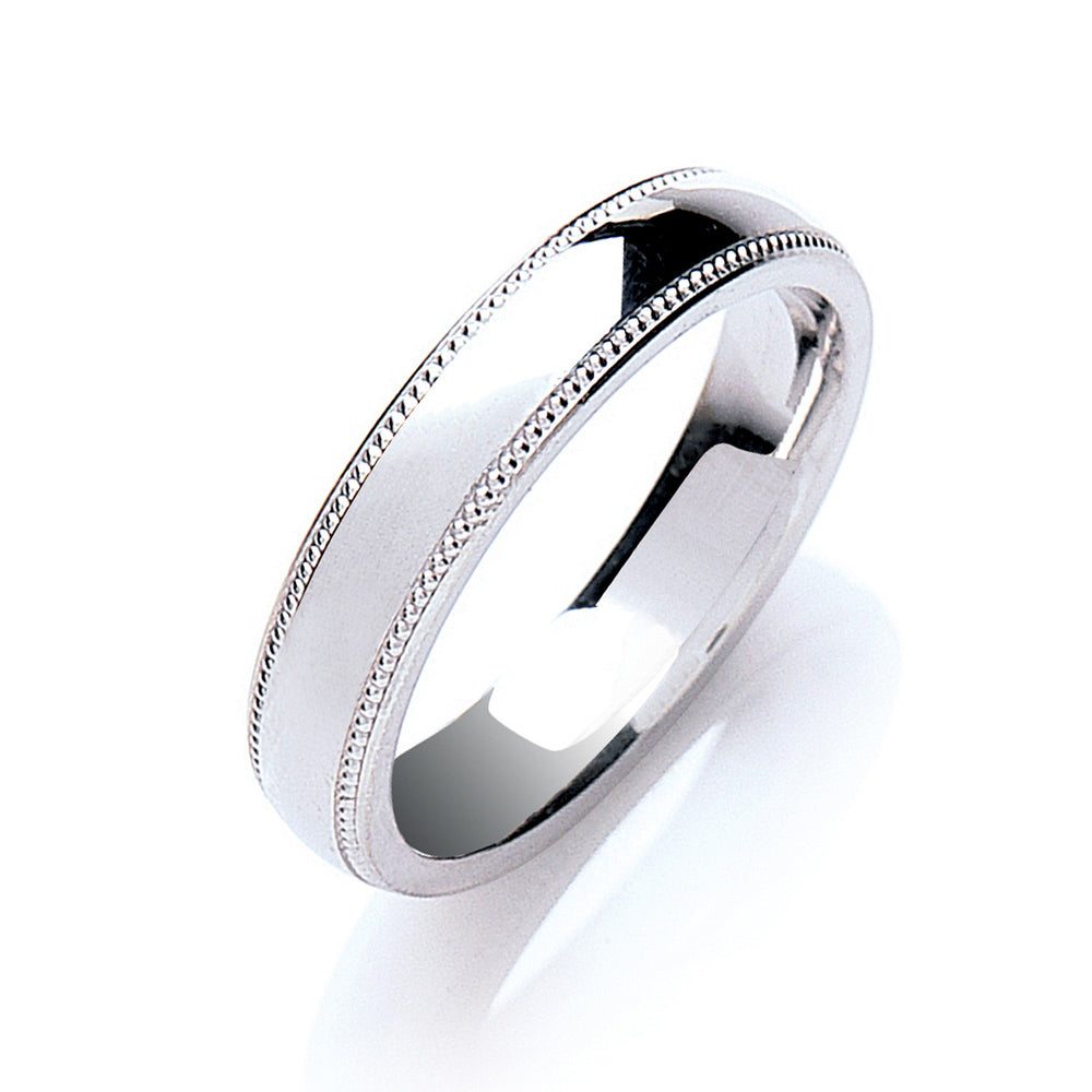 4mm Court Mill Grain Edges Wedding Band