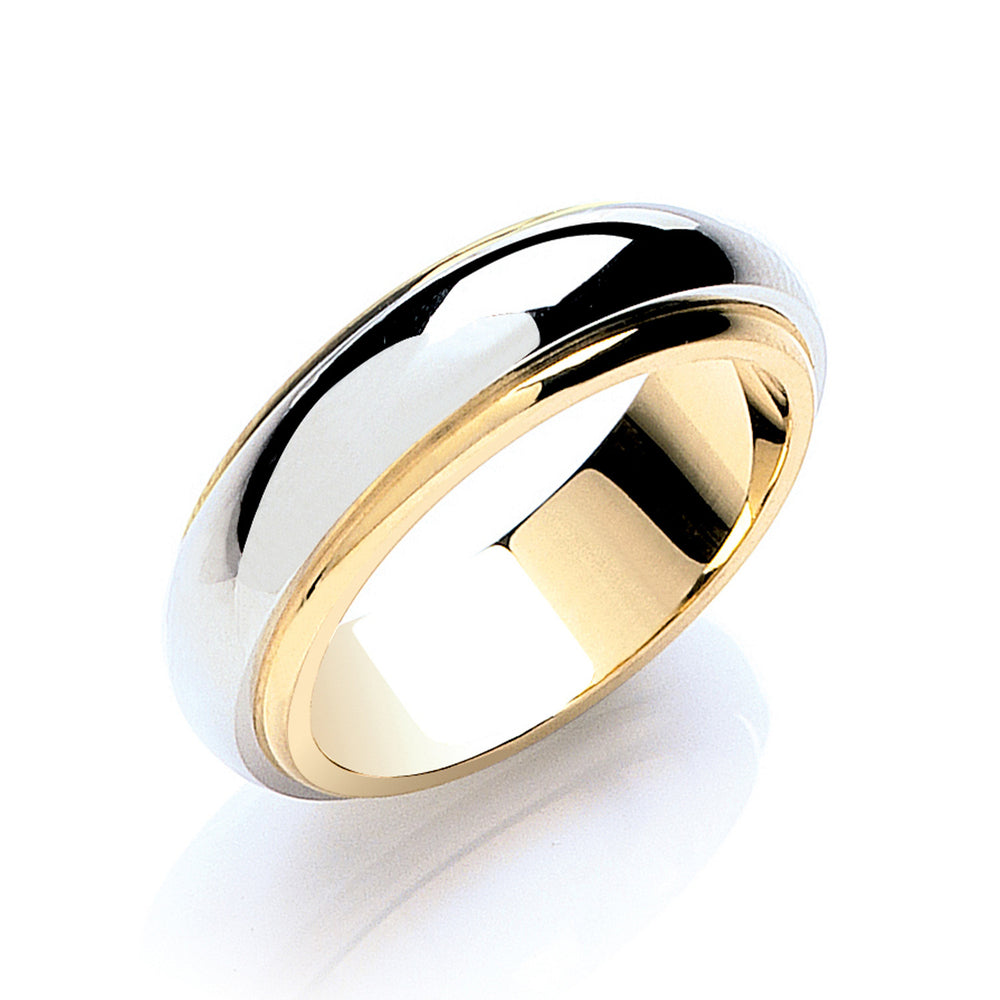 6mm Two Colour Step-Cut D-Shape Wedding Band – product view