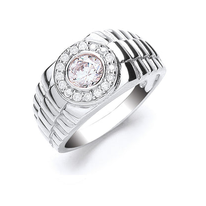 Silver Gents Cubic Zirconia Ring – product view