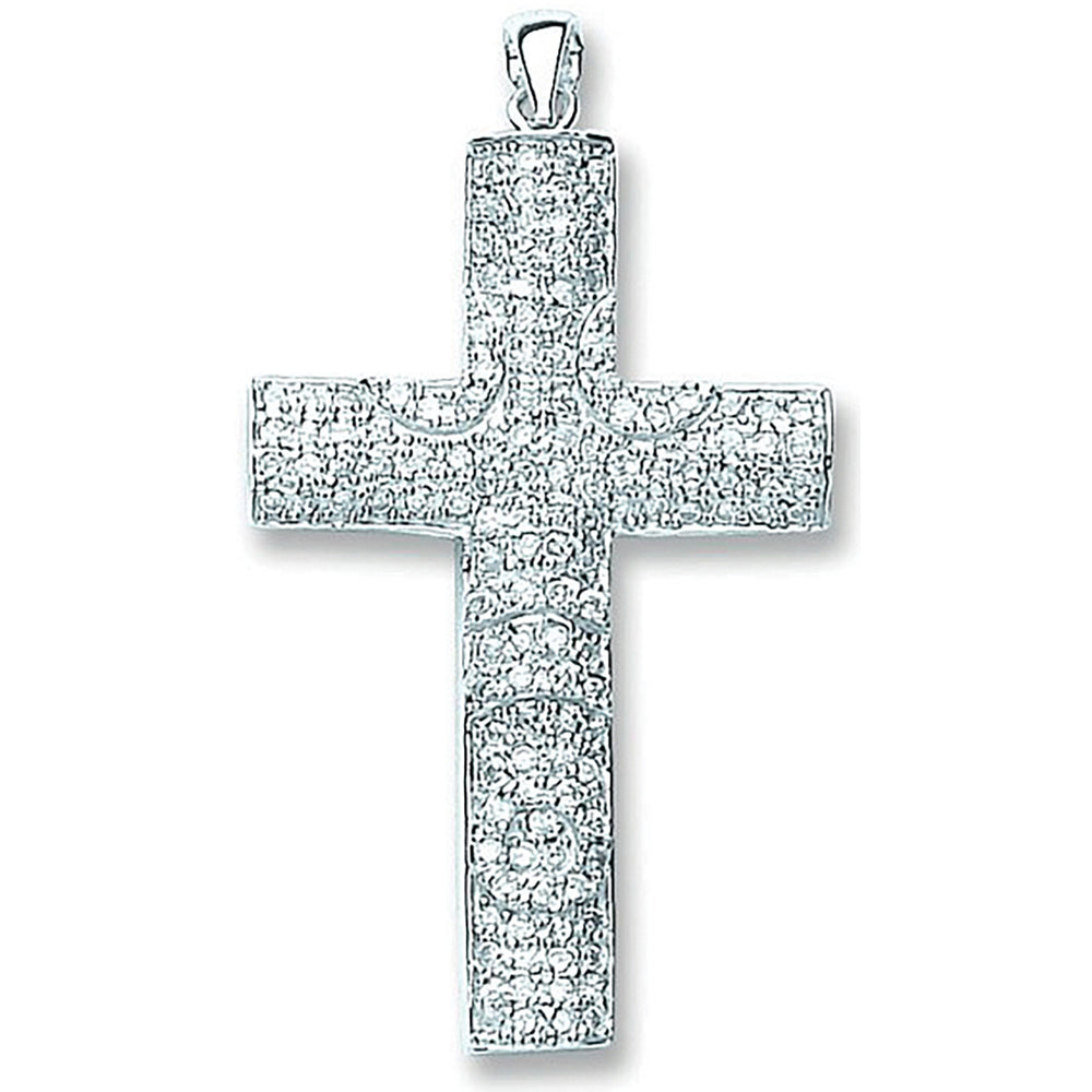 Silver Pave Set Cubic Zirconia Cross