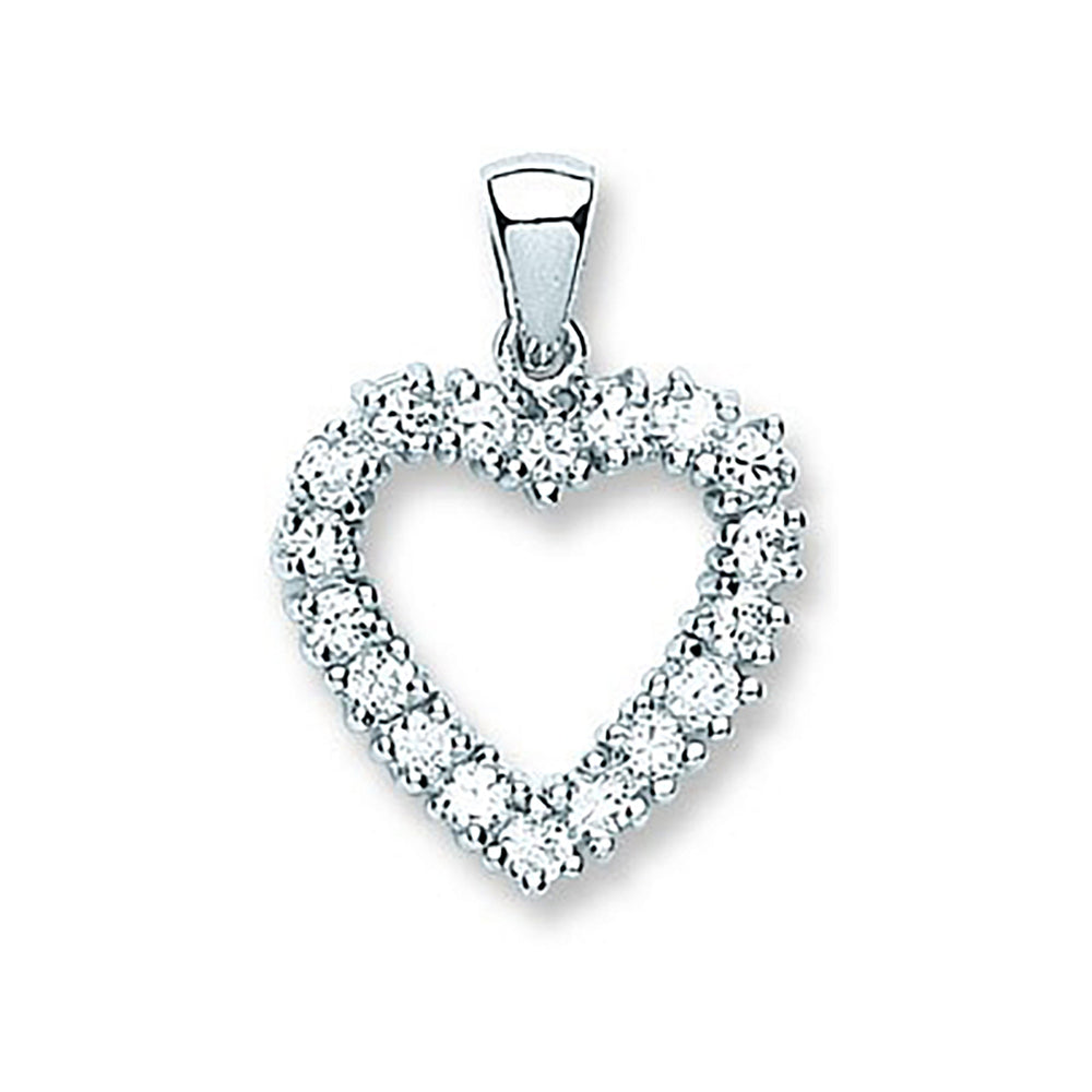 Silver Cubic Zirconia Heart Pendant