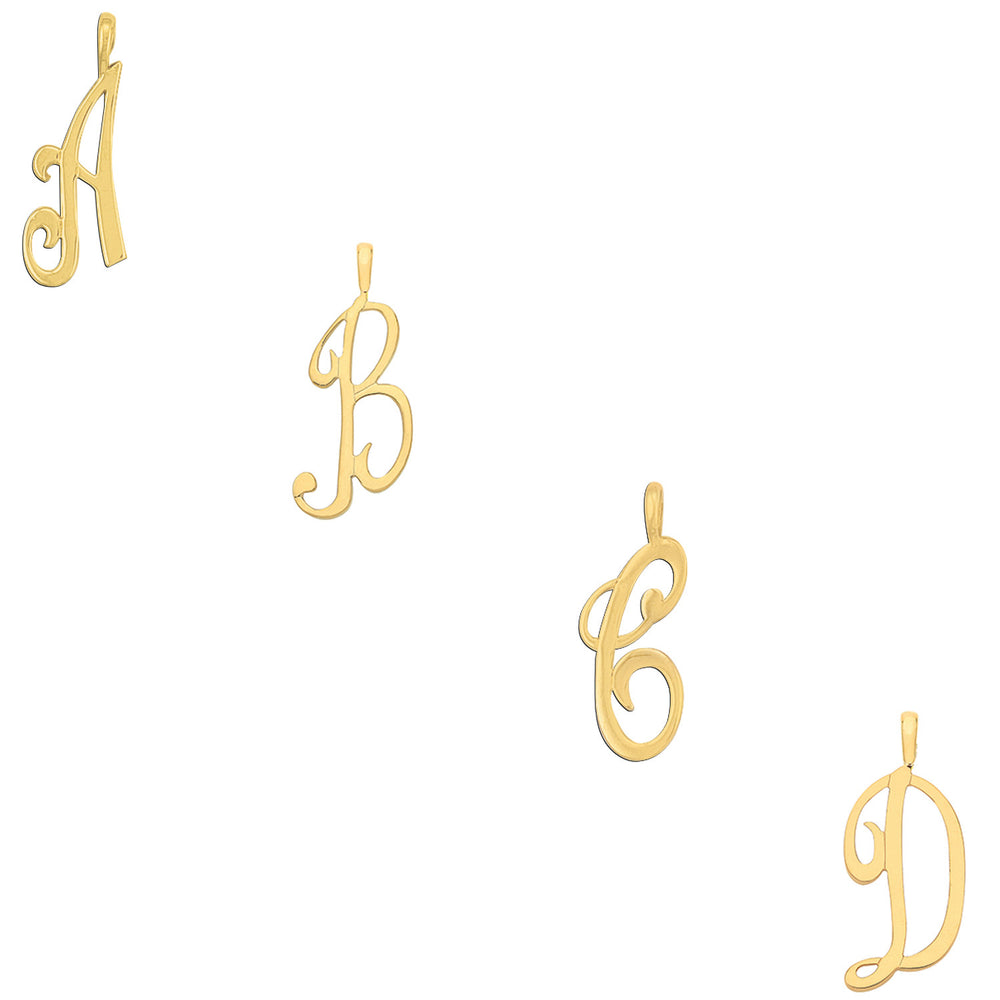 Yellow Gold Script Initial Pendant