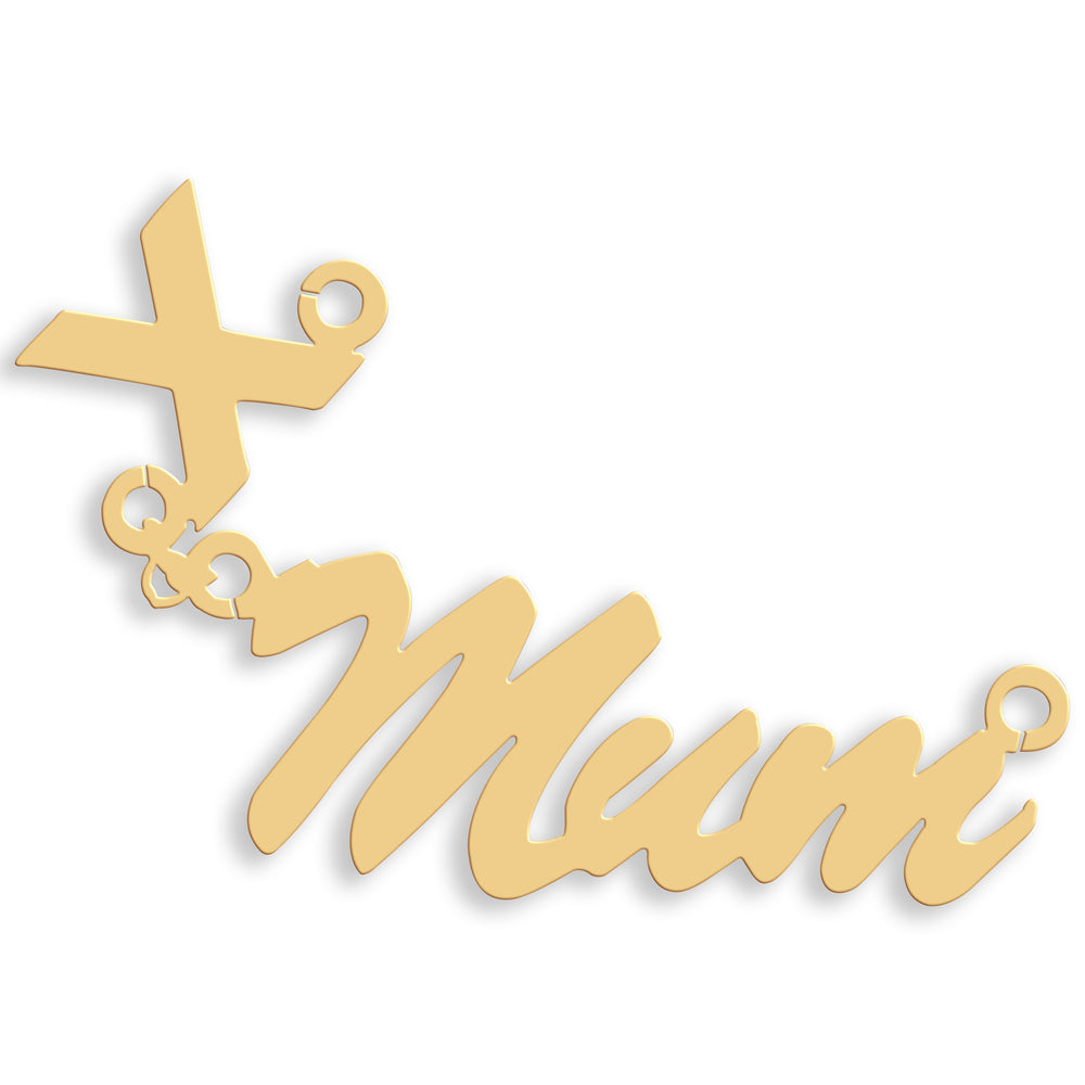 9ct Gold Script Floating Kiss Nameplate